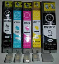 Load image into Gallery viewer, ProColor Edible Ink Cartridges 5-pack Canon PGI-250 CLI-251 XL size For iX6820 MG7520 MG5520 5620 6620 MX922 impresora de tinta comestible