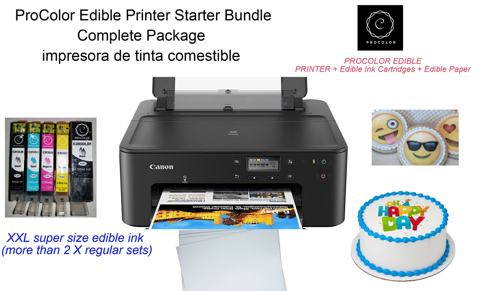 Edible Printer Bundle Canon wireless printer and XXL edi